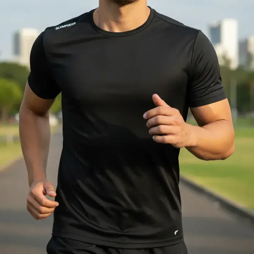 Camiseta Masculina Olympikus Academia Dry Fit Treino Corrida Preta Lobo M Liso
