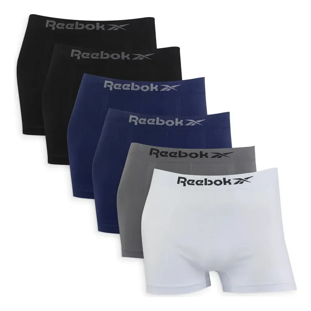 Kit 6 Cuecas Boxer Reebok Sem Costura Microfibra Original Sortidas M