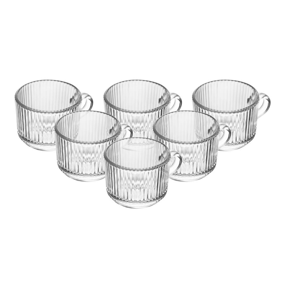 Jogo 6 Xícaras de Vidro 90ml Wolff Lines para Café Expresso Cafezinho Café da Manhã Mesa Posta Bar Cozinha Casa Presente