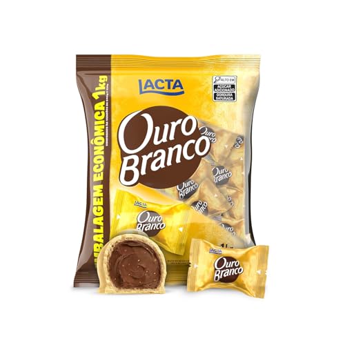 Lacta Ouro Branco - Wafer Recheado Sabor Chocolate Branco Pacote 1kg