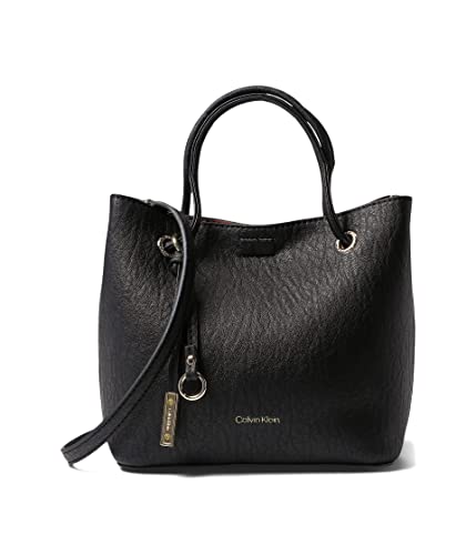 Calvin Klein Mini Tote de Cordeiro Bolha Gabrianna Transversal, Preto/dourado, One Size