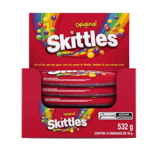 Bala Skittles Original - Case com 14 unidades de 38g