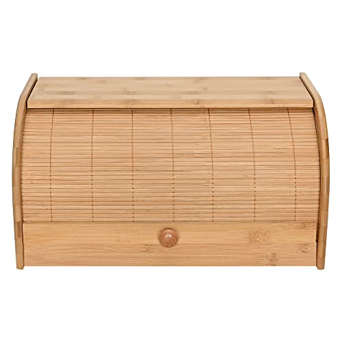 Mimo Style Porta Pães Com Tampa Retrátil, Feito Inteiramente de Bambu Ecokitchen. Perfeita para Armazenar Pães, Bolachas e outras coisas. Resistente, Durável e 100% Ecológica
