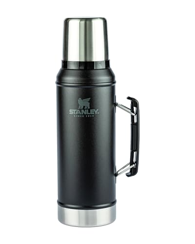 Stanley - Garrafa Térmica Adventure, garrafa clássica isolada de boca larga para líquidos quentes e frios, 0,95 L, Matte Black
