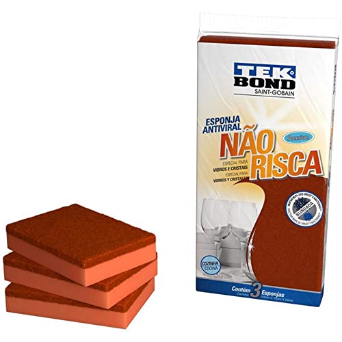 Esponja Para Limpeza Não Risca, Laranja Pack com 3, Tekbond,
