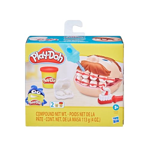 Play-Doh, Massinha de Modelar Infantil, Brincando de Dentista - Conjunto de Brinquedo com Acessórios e 2 Potes - A partir de 3 Anos