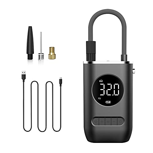 Mibee Compressor de ar portátil com inflador de pneu mini com bateria recarregável de 4000 mAh, bomba de pneu sem fio 150 PSI, luz de emergência LED, bomba de ar calibre de pressão para carro bicicleta motocicleta bola inflável