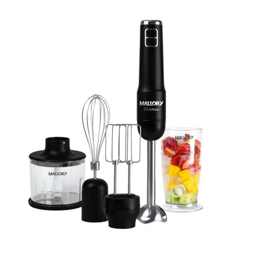 Mixer Mallory Multifree – 4 em 1, 14.000 RPM, Bateria de Longa Duração, Função Pulsar e Turbo, Lâminas de Aço Inox, Copo Ultra Resistente - Bivolt