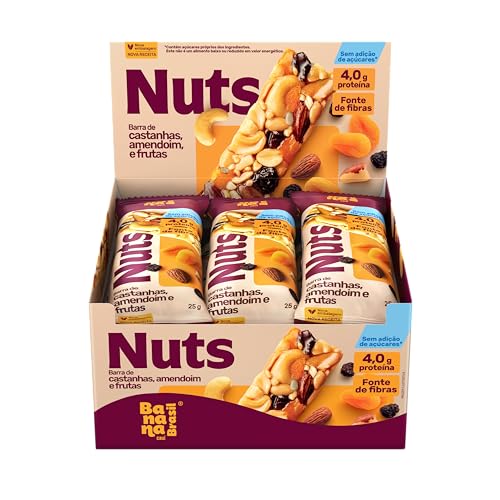 Barra Nuts Castanhas, Amendoim e Frutas 12un 25g Banana Brasil
