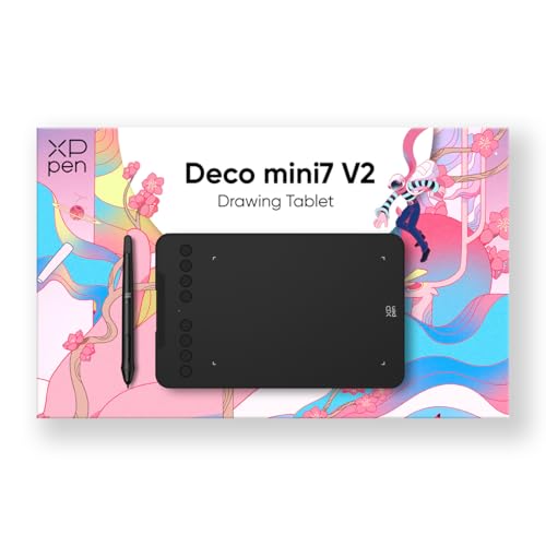 Mesa Digitalizadora XP-Pen Deco Mini7 V2 Preto 8 teclas de atalho 16384 níveis de pressão