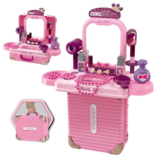 Bancada Penteadeira Infantil 3 em 1 Maleta 21 Peça Maxi Toys