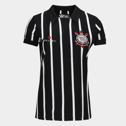 Camiseta Retrô Japão Corinthians Coimbra, gola polo listrada, G