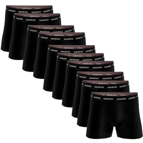 Kit 10 Cuecas Boxer Sandrini Masculinas Algodão Conforto (BR, Alfa, G, Regular, Preto)