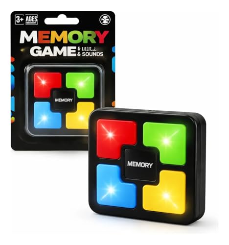 Jogo da Memória Eletrônico Compacto com Luz e Som Brinquedo Educativo Infantil Estilo Genius 4 Cores e 5 Níveis de Dificuldade Jogo Eletrônico de Memorizar Cores Eletronico, Brinquedo de Memorização