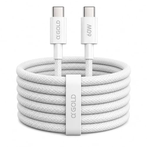 Cabo USB-C para USB-C 2m 60W, Nylon Trançado Reforçado, Carga e Dados