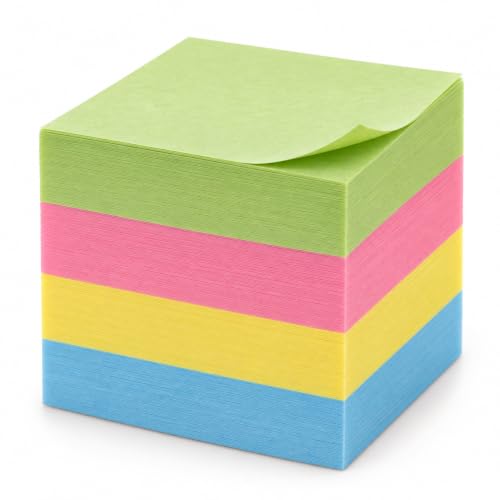 Bloco de Notas Adesivas Cores Vibrantes 400 Folhas 5x5cm | Adesivo de alta fixação para melhor aderência das folhas. LNMAX®