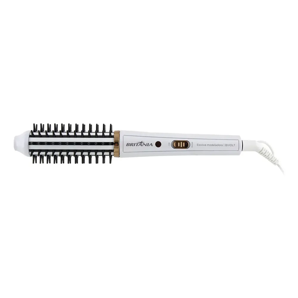 Escova Modeladora Britânia 2 em 1 Branca Antiaderente 60W BEC04 Bivolt