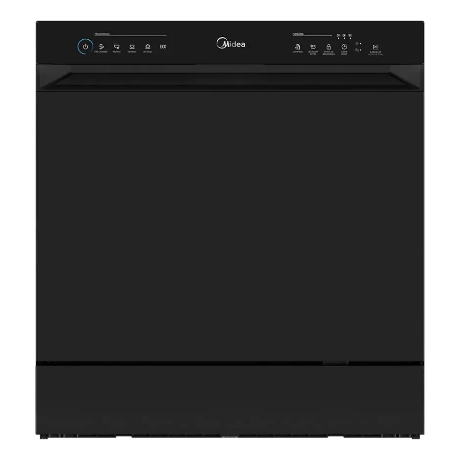 Lava Louças 8 Serviços Preta Touch Plus Midea Preto