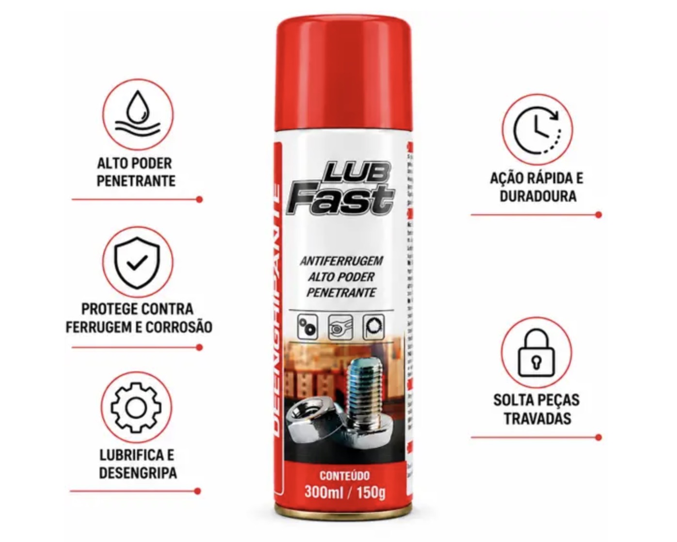 Lubrificante Antiferrugem Desengripante Lub Fast Uso Geral