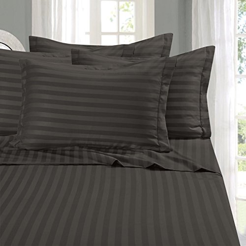 Elegant Comfort Os melhores conjuntos de lençóis de 6 peças mais macios e aconchegantes! - Conjunto de lençóis 1500 Premier de qualidade de hotel, luxuoso, resistente a vincos, 6 peças, listras
