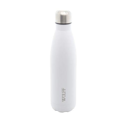 WOLFF - Garrafa Térmica de Aço Inox Branca com Parede Dupla - 500ml - Linha Ice