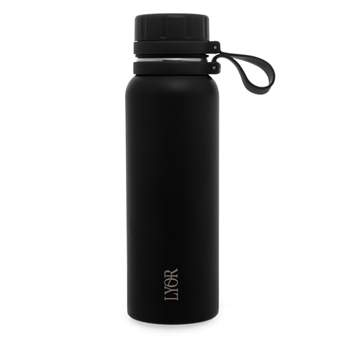 LYOR - Garrafa Térmica de Aço Inox Explorer Preta 650ml