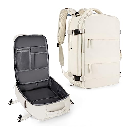 coowoz Mochila de viagem grande para mulheres e homens, mochila de mão, mochila de caminhada, impermeável, para esportes ao ar livre, Off-white, Large, Mochilas de viagem