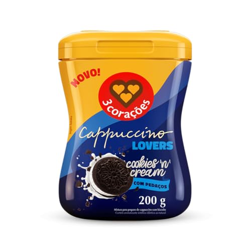 3 Corações Cappuccino Sabor Cookies n\' Cream, 200g