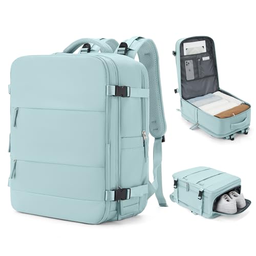 coowoz Mochila de viagem grande para mulheres homens mochila de ginástica impermeável com compartimento para laptop, Azul, Large