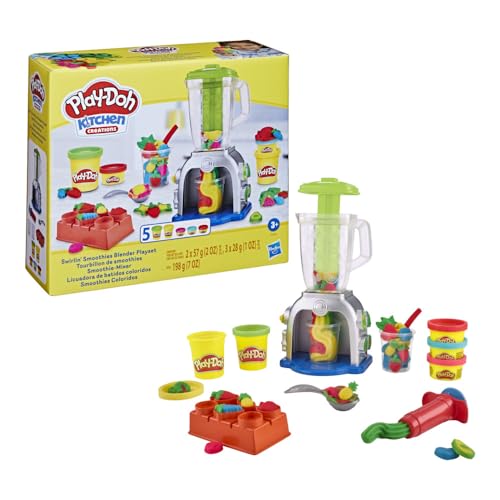 Play-Doh, Massinha de Modelar Infantil, Smoothies Coloridos - Conjunto de Brinquedo com Liquidificador de Brinquedo, Acessórios e 5 Potes - A partir de 3 Anos