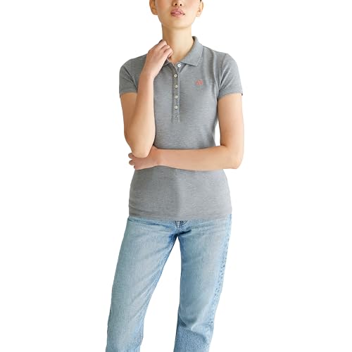 AEROPOSTALE Camisa polo feminina Aero Solid A87, Cinza mesclado, médio, G
