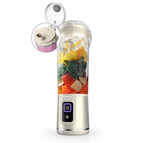 Ninja Liquidificador portátil Blast, sem fio, recipiente de 510 g, liquidificador pessoal para shakes e vitaminas, sem BPA, tampa à prova de vazamento e bico para beber, recarregável com USB-C, peças