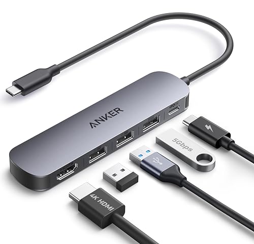 Anker Hub USB-C(5 em 1), HDMI 4K@30Hz com Entrega de Energia Máxima de 100W, Portas de Dados USB-C e USB-A, Compacto e Estiloso para MacBook, Dell XPS, ASUS, ACER e mais (Carregador Não Incluído)