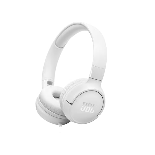 JBL Fones de ouvido intra-auriculares Tune 520 C, ajuste confortável, com microfone, som graves puros, predefinições de equalização, conectividade USB-C, design dobrável e cabo sem emaranhados, branco