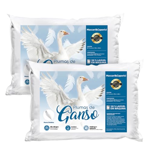 Kit 02 Travesseiros Toque de Pluma Premium Percal 400 Fios 50x70cm Lavável, Antiácaro, Antialérgico