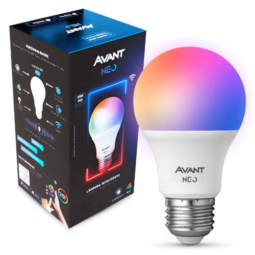 AVANT NEO Lâmpada Smart LED 10W E27 Dimerizável RGB Colorida Compatível com Alexa e Google Home Controle por Voz Wifi Casa Inteligente Tuya