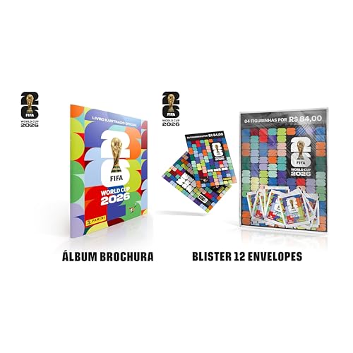 Kit Álbum Brochura + 12 Envelopes de Figurinhas Copa do Mundo da FIFA 2026™