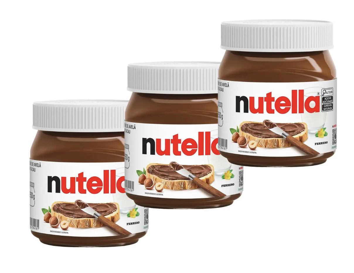 Kit Creme De Avela Com Cacau Nutella Ferrero 350g 3 Unidades