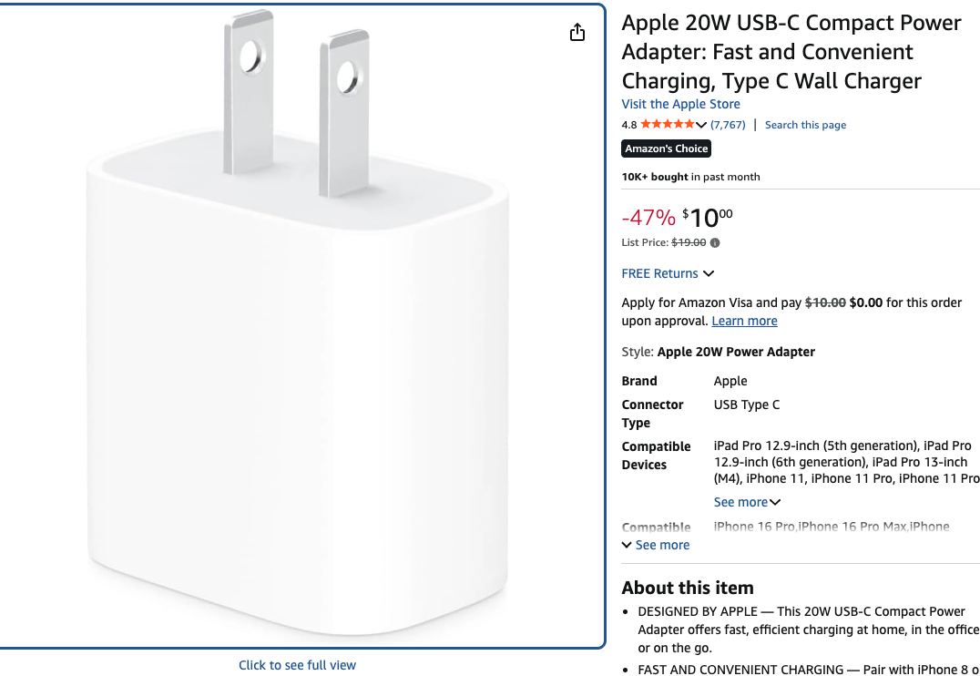 Carregador Apple 20w USB-C
